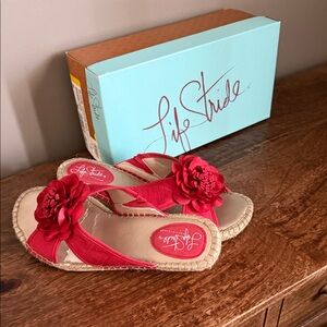 Life Stride Red Floral Sandals